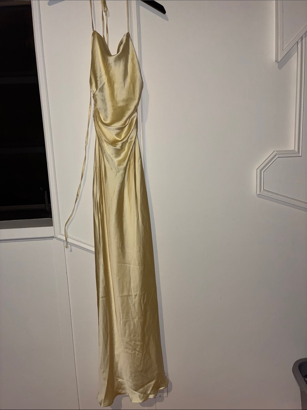 Anthropologie BHLDN yellow satin halter Slip Dress NWT xxs